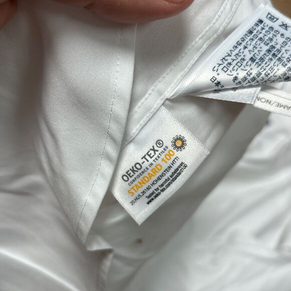 Lands' End Shirt Mens Medium White Cotton Button Down Pocket Logo - Picture 5 of 9